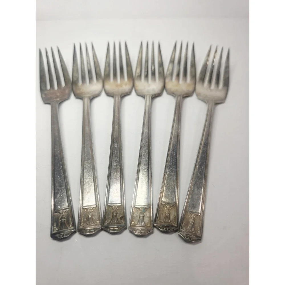 1923 Century Silver plate International Silver Holmes & Edwards 6 Salad Forks